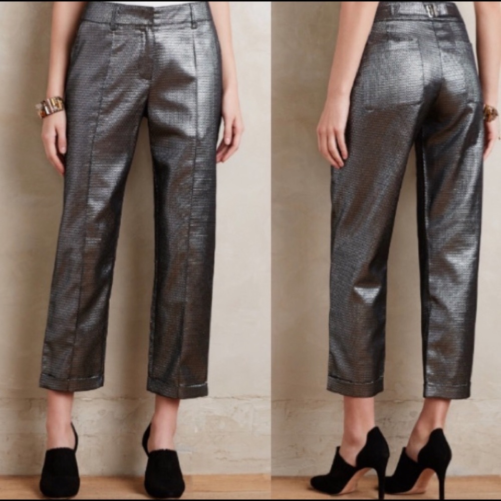 Harlyn Anthropologie Silver Cropped Cuffed Pants - Picture 4 of 15